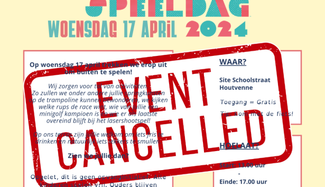 Buitenspeeldag event cancelled