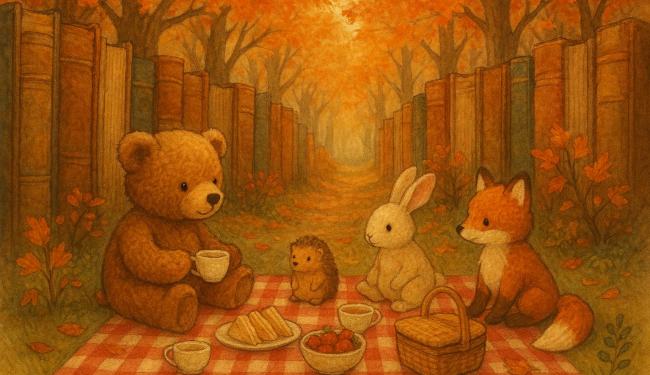 Knuffelpicknick in het boekenbos © bib Hulshout