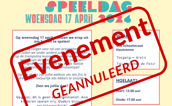 Buitenspeeldag evenement geannuleerd