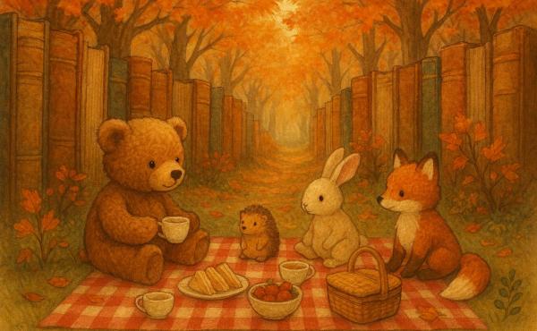 Knuffelpicknick in het boekenbos © bib Hulshout